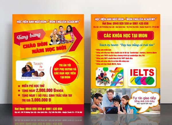 Mẫu tờ rơi tuyển sinh trung tâm tiếng Anh