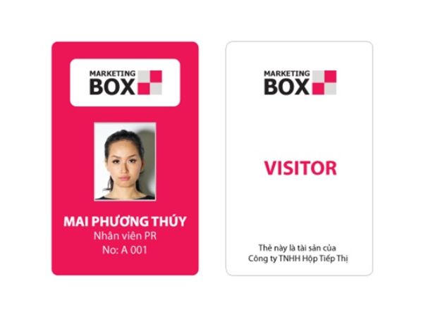 Thẻ nhân viên đơn giản, logo công ty rõ ràng có thể tích hợp mã vạch 