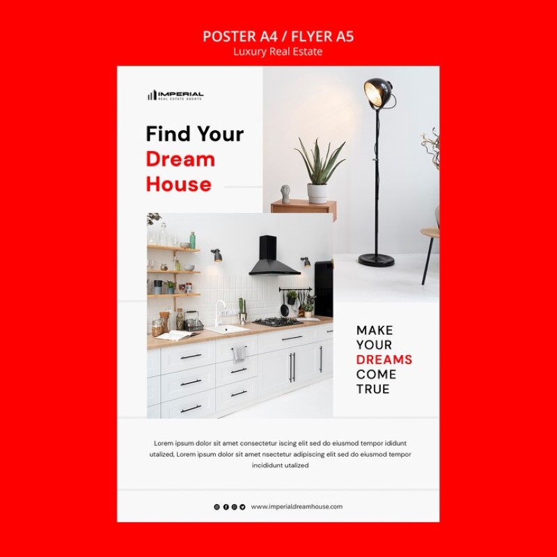 Mẫu tờ rơi quảng cáo nội thất trong không gian phòng bếp