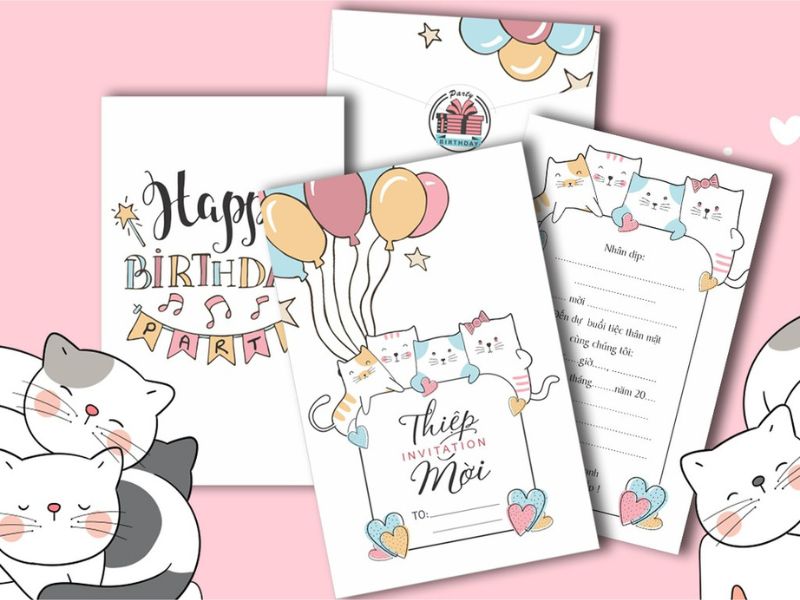 Mẫu thiệp mời dự sinh nhật dễ thương