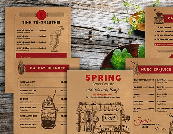 Mẫu menu đẹp theo phong cách vintage ấn tượng