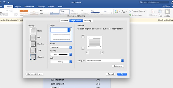 Tạo khung viền cho menu