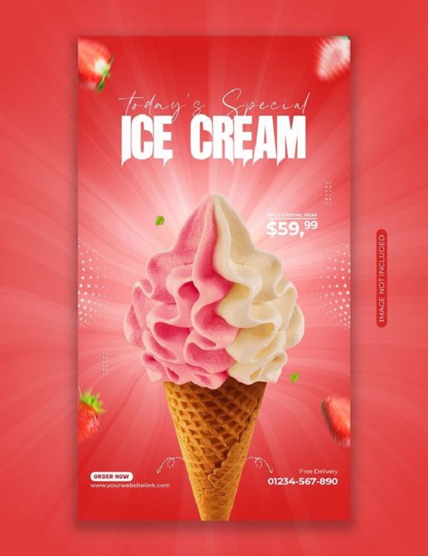 Mẫu poster quảng cáo kem đẹp cho cửa hàng kem tươi