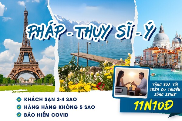 Mẫu poster tour du lịch Thụy Sĩ với màu sắc nhẹ nhàng và bình yên