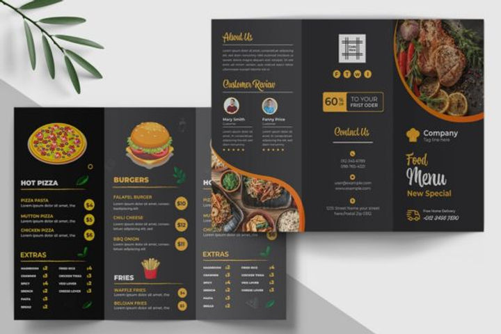 Menu đồ ăn tối giản sang trọng