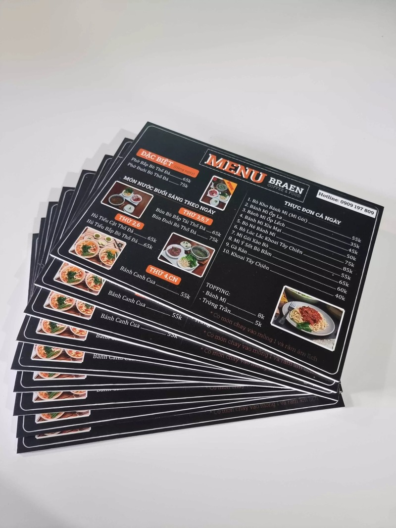Mẫu menu ép Plastic số 1