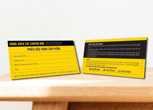Kích thước phiếu bảo hành phổ biến hiện nay