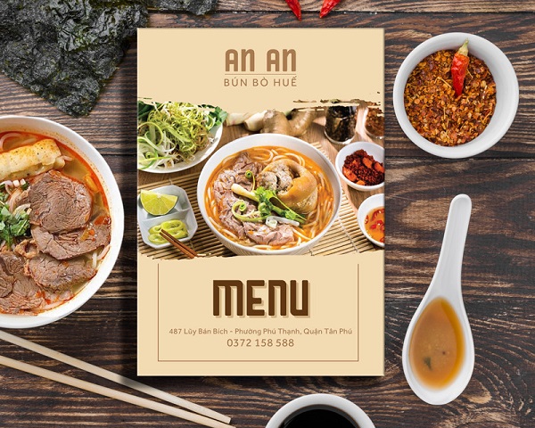 Menu cho quán in ấn ảnh sắc nét