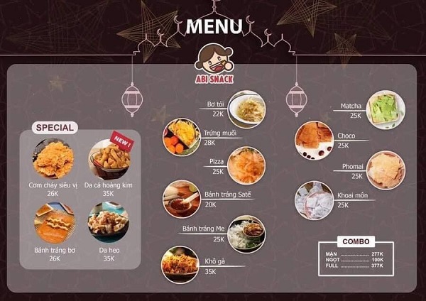 Trang trí menu đồ ăn cho quán ấn tượng