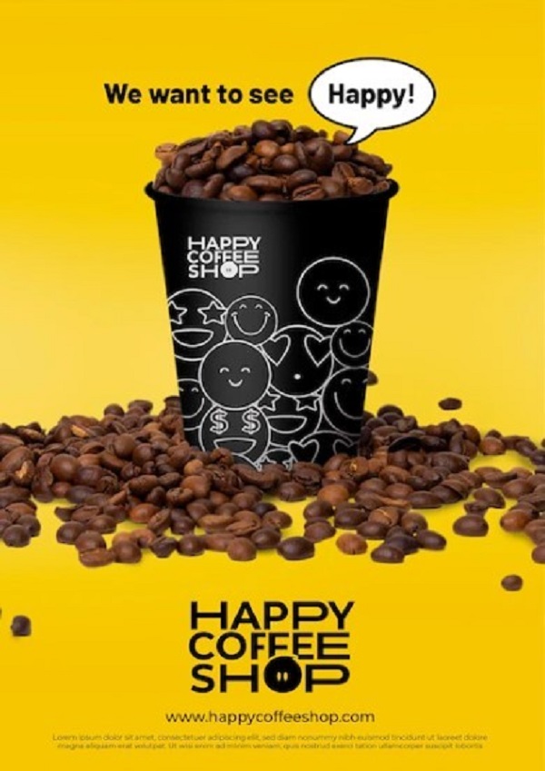 Mẫu Poster quảng cáo quán cafe theo phong cách hoạt hình dễ thương