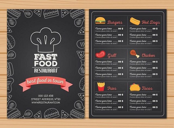 Thiết kế menu đồ ăn cho quán đẹp mắt