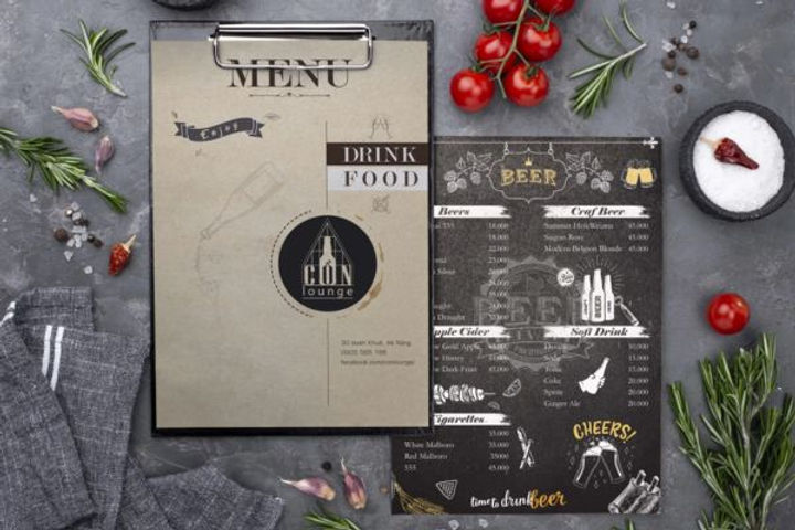 Menu quán bar Cồn Lounge