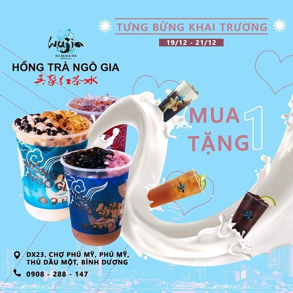 Mẫu Poster quảng cáo trà sữa Hồng Trà Ngô Gia